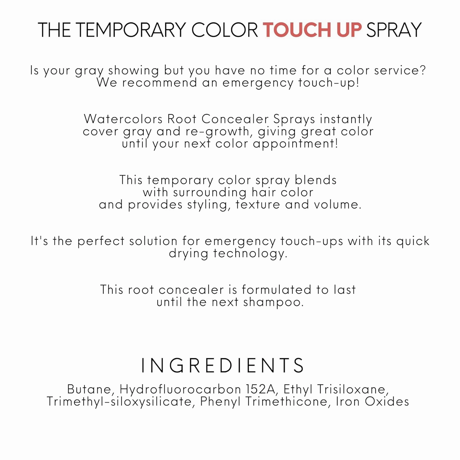 Watercolors Color Root Concealer - Temporary Hair Touch Up Spray Dye, Covers Gray Roots in Seconds (DARK BROWN)