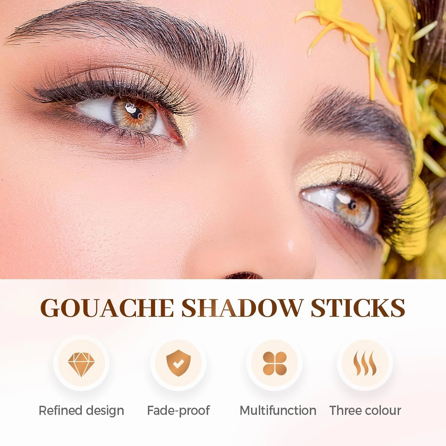 Waterproof Gradient Shimmer Eye-Shadow Stick, 2025 Upgrade 3-in-1 Cream Eyeshadow Sticks, Long-Lasting Glitter Eye-Shadow Stick Eye Brightener Pencil for Women Girls Layered Eye Makeup (#03 Brown)