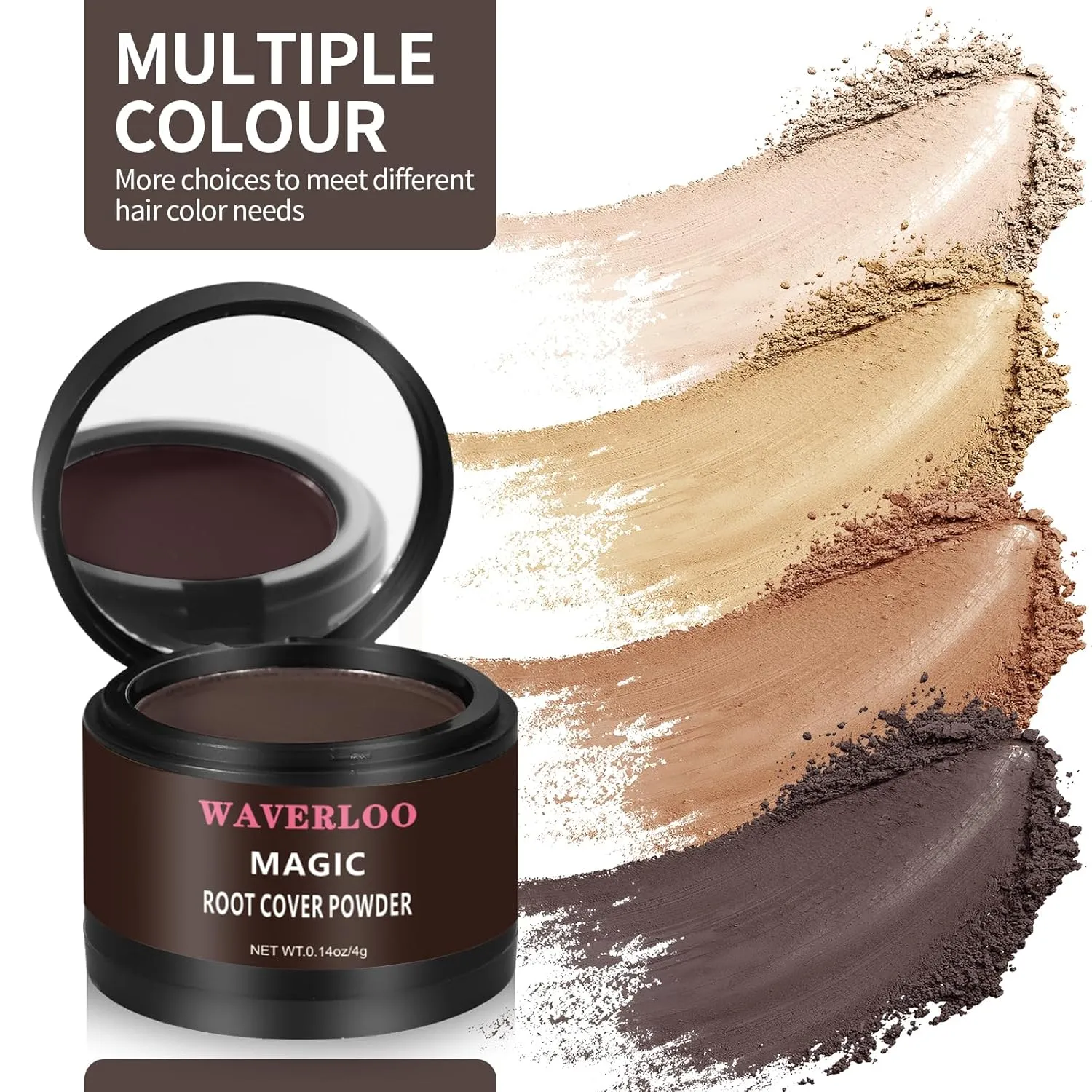 Waverloo Magic Root Cover Up Instantly Conceals High Forehead & Hair Loss - Sweat & Waterproof Root Touch Up Hair Powder for Women & Men (Dark Brown, 4g)
