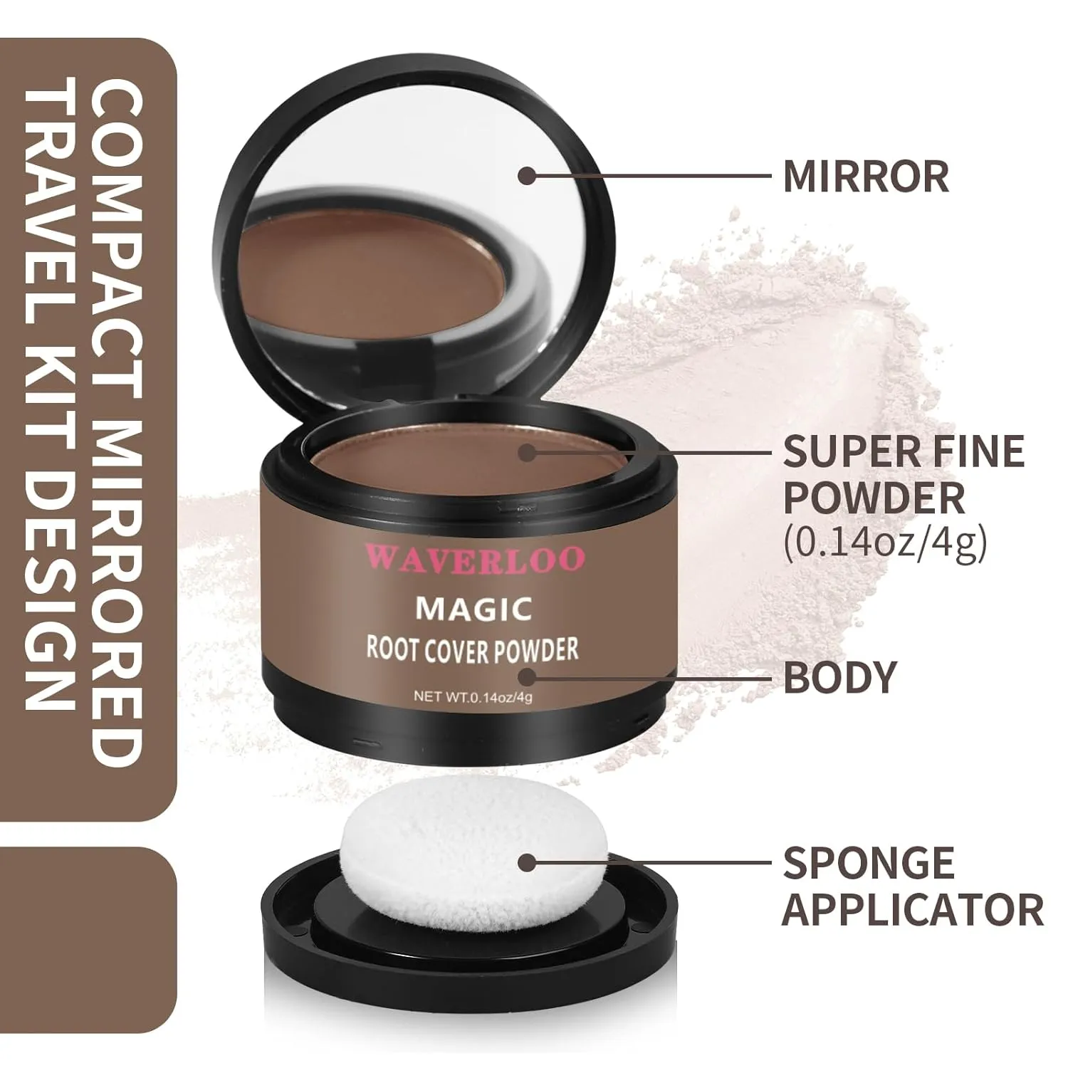 Waverloo Magic Root Cover Up - Instantly Conceals High Forehead, Hair Loss, & Seals with Sweat & Waterproof Root Touch Up for Women & Men (Light Brown, 4g)