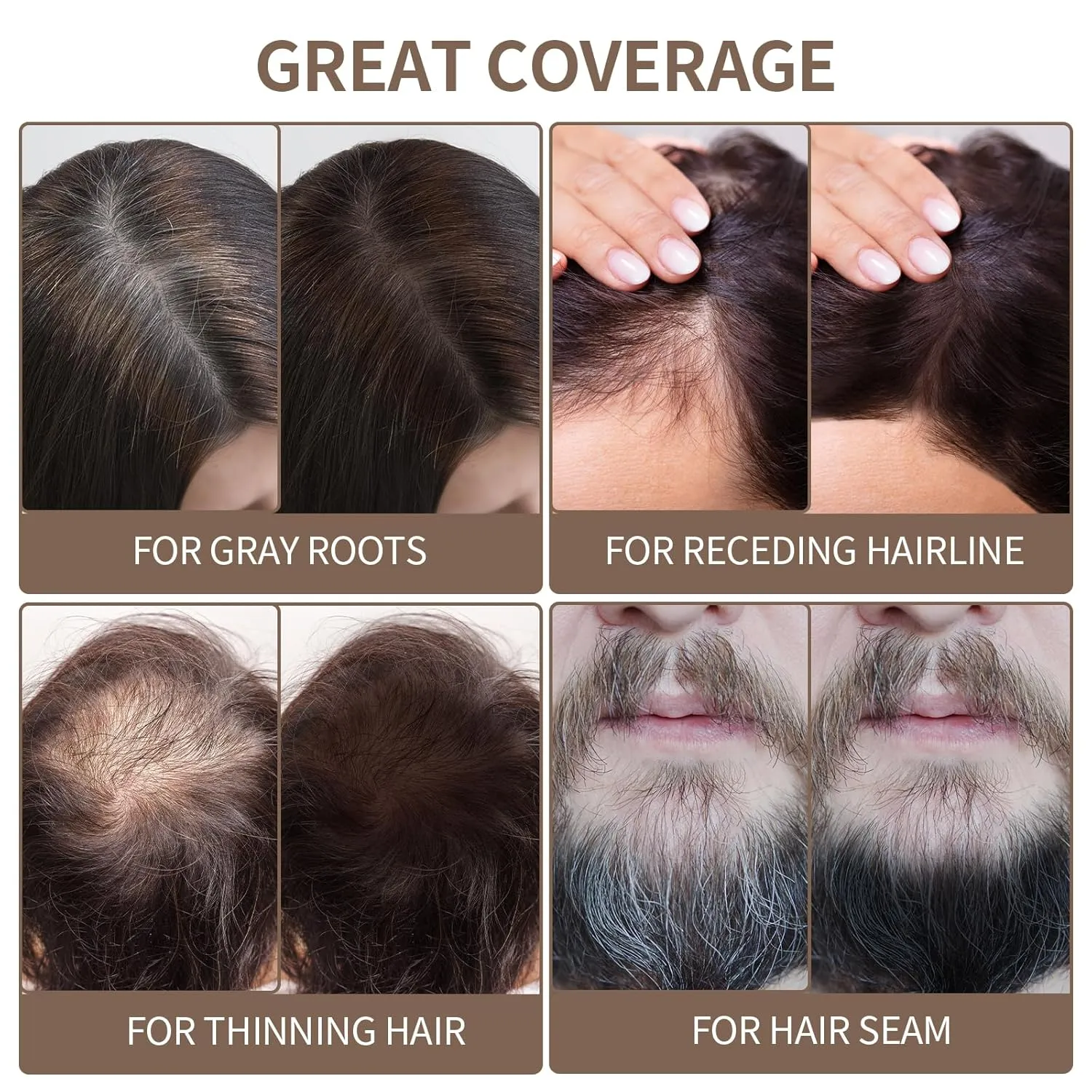 Waverloo Magic Root Cover Up - Instantly Conceals High Forehead, Hair Loss, & Seals with Sweat & Waterproof Root Touch Up for Women & Men (Light Brown, 4g)