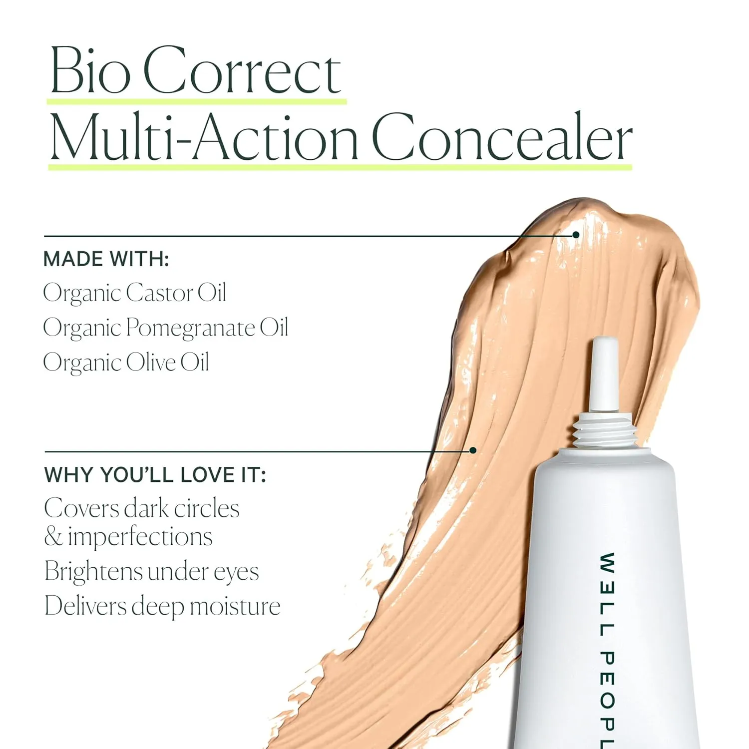 WELL PEOPLE - Full-Coverage Bio Correct Concealer | Clean, Non-Toxic Beauty (Ivory)