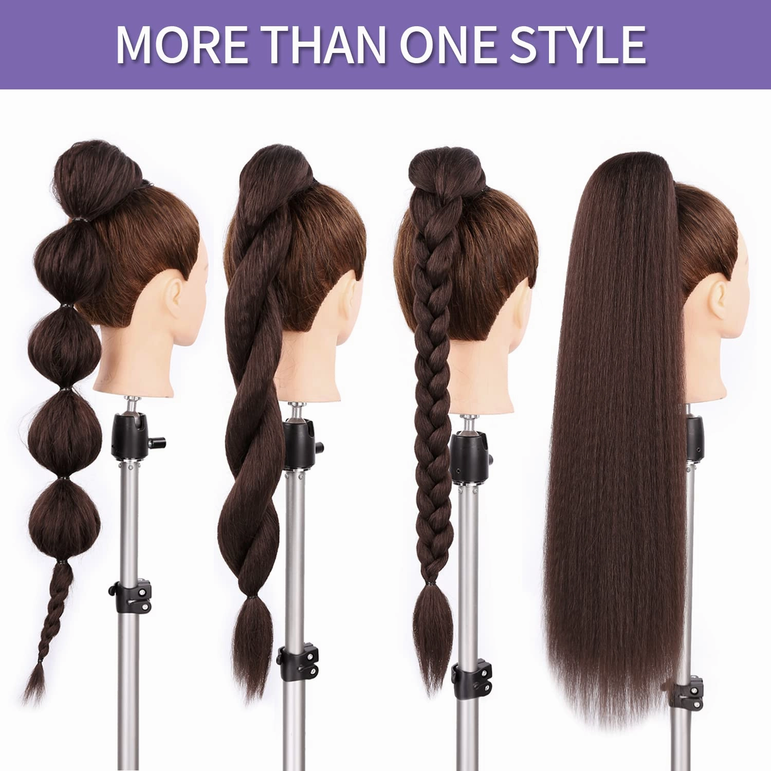 WIGNEE Kinky Straight Ponytail Wrap Around Long Ponytail Extension Natural Black Yaki Ponytail Extension for Black Women Pony Tails Hair Extensions (Dark Brown, 30 Inches)