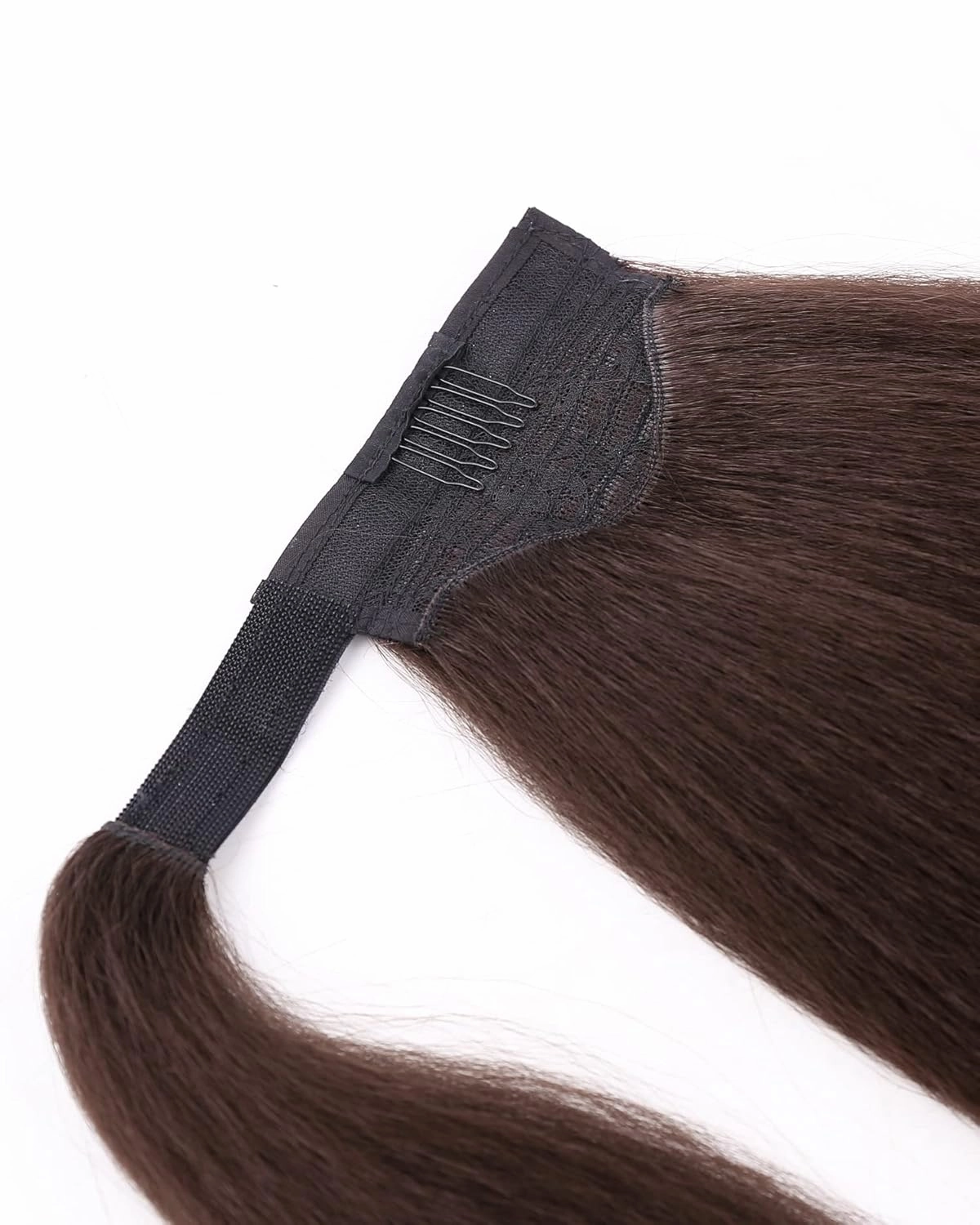 WIGNEE Kinky Straight Ponytail Wrap Around Long Ponytail Extension Natural Black Yaki Ponytail Extension for Black Women Pony Tails Hair Extensions (Dark Brown, 30 Inches)