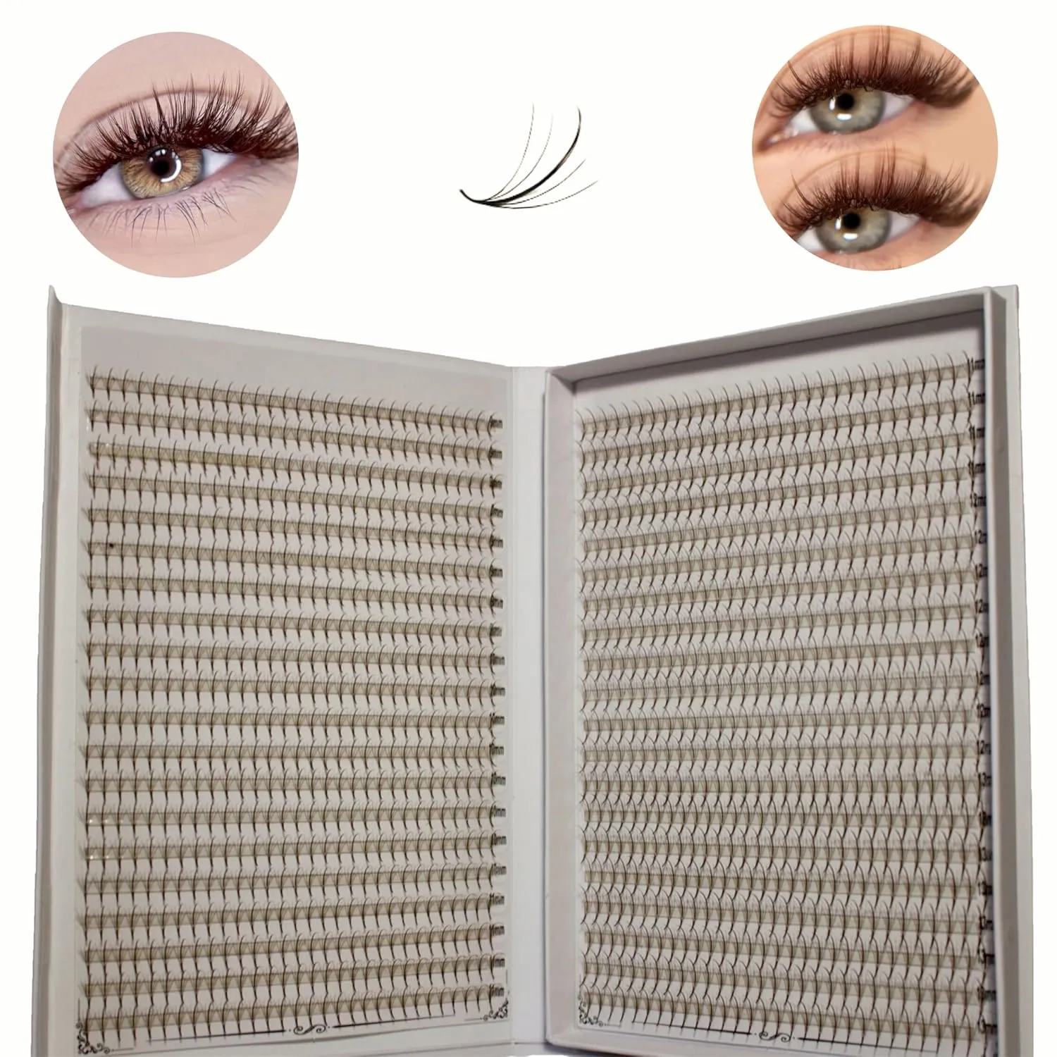 Wispy 1200 Fans | 5D volume | 0.07 | Mix 4 sizes in 1 | Easy pick-up | Premade volume fans for eyelashes extensions | Pinneacle Lash (Brown | C curl | 9-10-11-12mm)