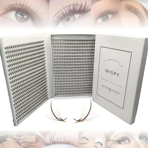 Wispy 1200 Fans | 5D volume | 0.07 | Mix 4 sizes in 1 | Easy pick-up | Premade volume fans for eyelashes extensions | Pinneacle Lash (Brown | C curl | 9-10-11-12mm)