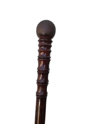 Wooden Knob Head Engraved Hand carved Cane - Premium Wood Carved Walking Stick Cane With Ergonomic Palm Grip Handle - 36" Brown Handmade Elegant Carved Walking Stick For Men Women