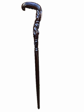 Wooden Christian Cross Engraved Hand carved Cane - Premium Wood Carved Walking Stick Cane With Ergonomic Palm Grip Handle - 36" Brown Handmade Elegant Carved Walking Stick For Men Women