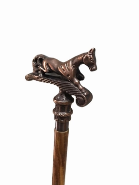 Wooden Horse Head Engraved Hand carved Cane - Premium Wood Carved Walking Stick Cane With Ergonomic Palm Grip Handle - 36" Brown Handmade Elegant Carved Walking Stick For Men Women