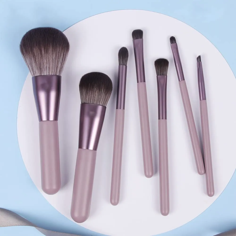Xaena Makeup Brush Set 7pcs Premium Synthetic Makeup Brushes, Mini Travel Make up Brush Kit Foundation Powder Blush Eyeshadow Eyebrow Contour concealer Portable Makeup Brushes Set with Case 38-6