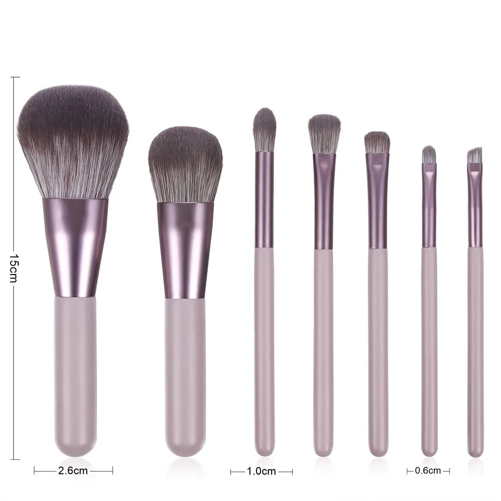 Xaena Makeup Brush Set 7pcs Premium Synthetic Makeup Brushes, Mini Travel Make up Brush Kit Foundation Powder Blush Eyeshadow Eyebrow Contour concealer Portable Makeup Brushes Set with Case 38-6