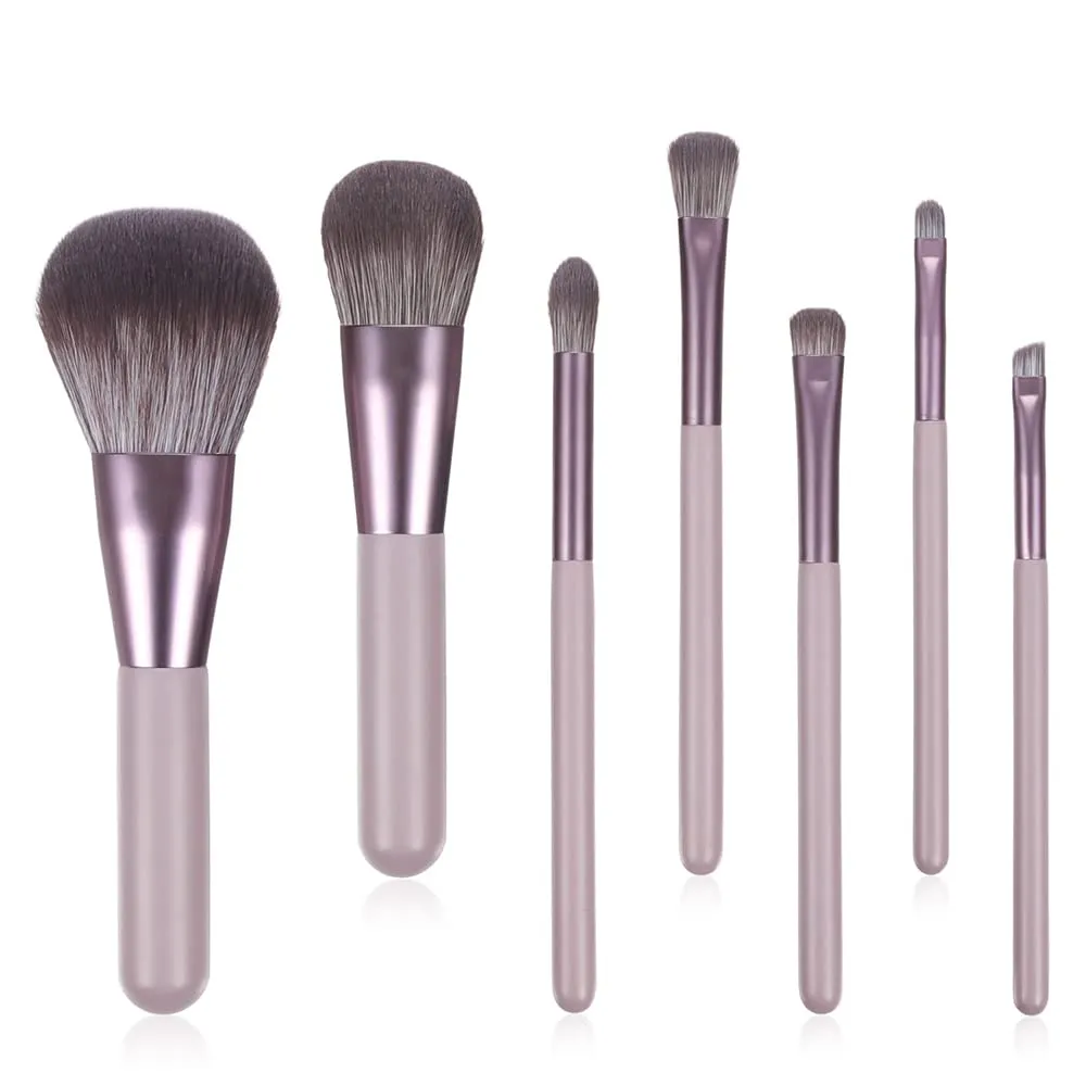 Xaena Makeup Brush Set 7pcs Premium Synthetic Makeup Brushes, Mini Travel Make up Brush Kit Foundation Powder Blush Eyeshadow Eyebrow Contour concealer Portable Makeup Brushes Set with Case 38-6