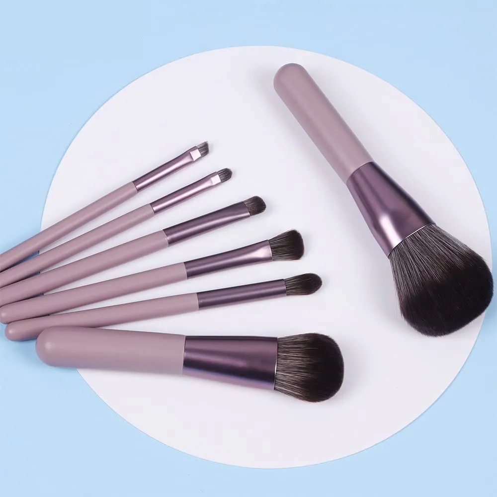 Xaena Makeup Brush Set 7pcs Premium Synthetic Makeup Brushes, Mini Travel Make up Brush Kit Foundation Powder Blush Eyeshadow Eyebrow Contour concealer Portable Makeup Brushes Set with Case 38-6
