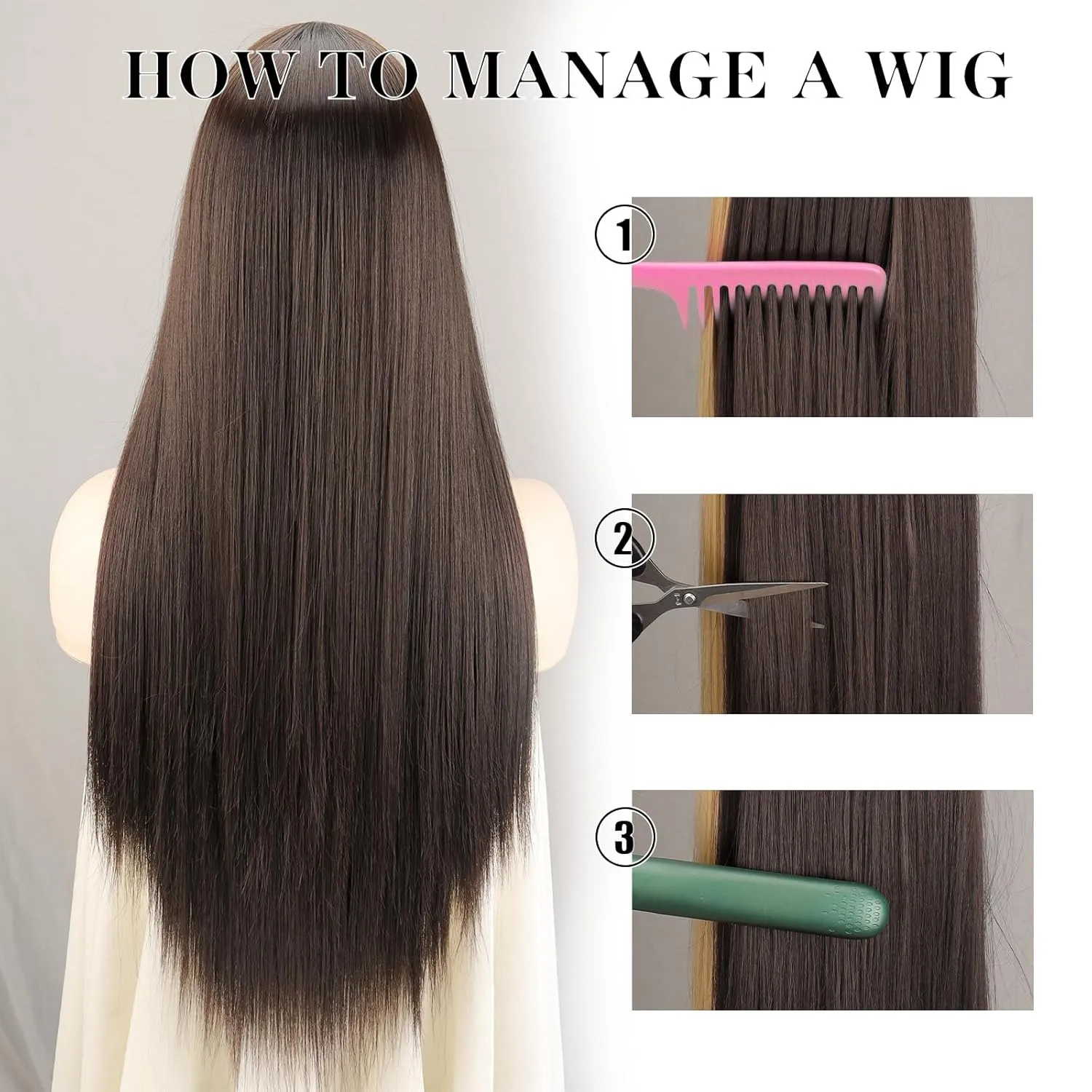 Xinran Long Brown Wigs For Women Dark Brown with Blonde Highlight Lace Wig Synthetic Middle Part Natural Hairline Replacement Daily Use 30 Inch