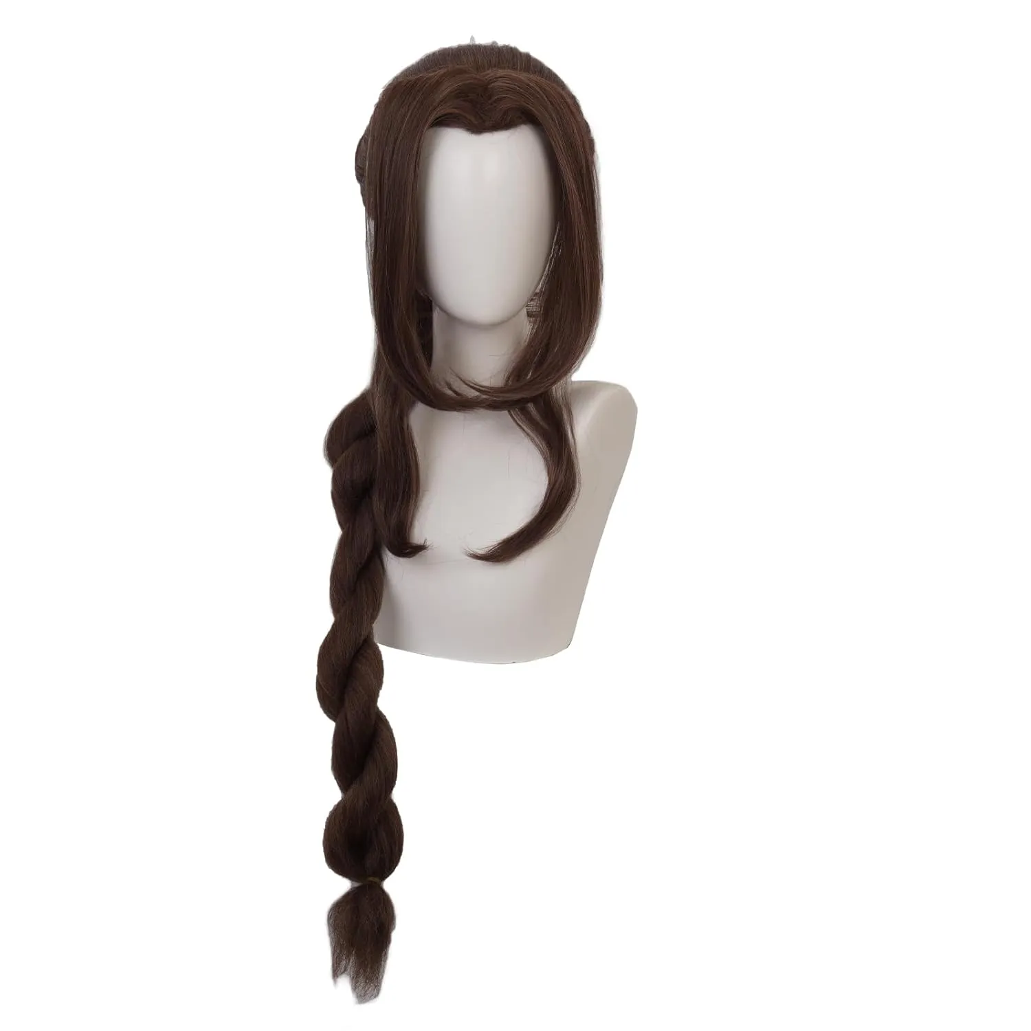 XiongXiongLe Aerith Gainsborough Wig for Women Dark Brown Long Straight Hair Replacement Wigs Adult Cos Anime Game Party Halloween Costumes Comic