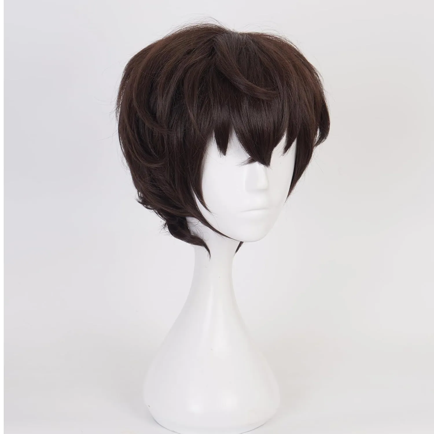 XiongXiongLe Dazai Osamu Wig Cosplay Anime Bungo Stray Dogs Men Costume Dark Brown Short Wave Curly Hair Wigs for Boys Cos Party Halloween Christmas Daily Wear(Dazai Osamu)
