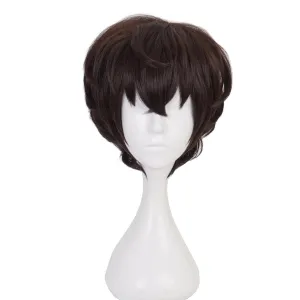 XiongXiongLe Dazai Osamu Wig Cosplay Anime Bungo Stray Dogs Men Costume Dark Brown Short Wave Curly Hair Wigs for Boys Cos Party Halloween Christmas Daily Wear(Dazai Osamu)