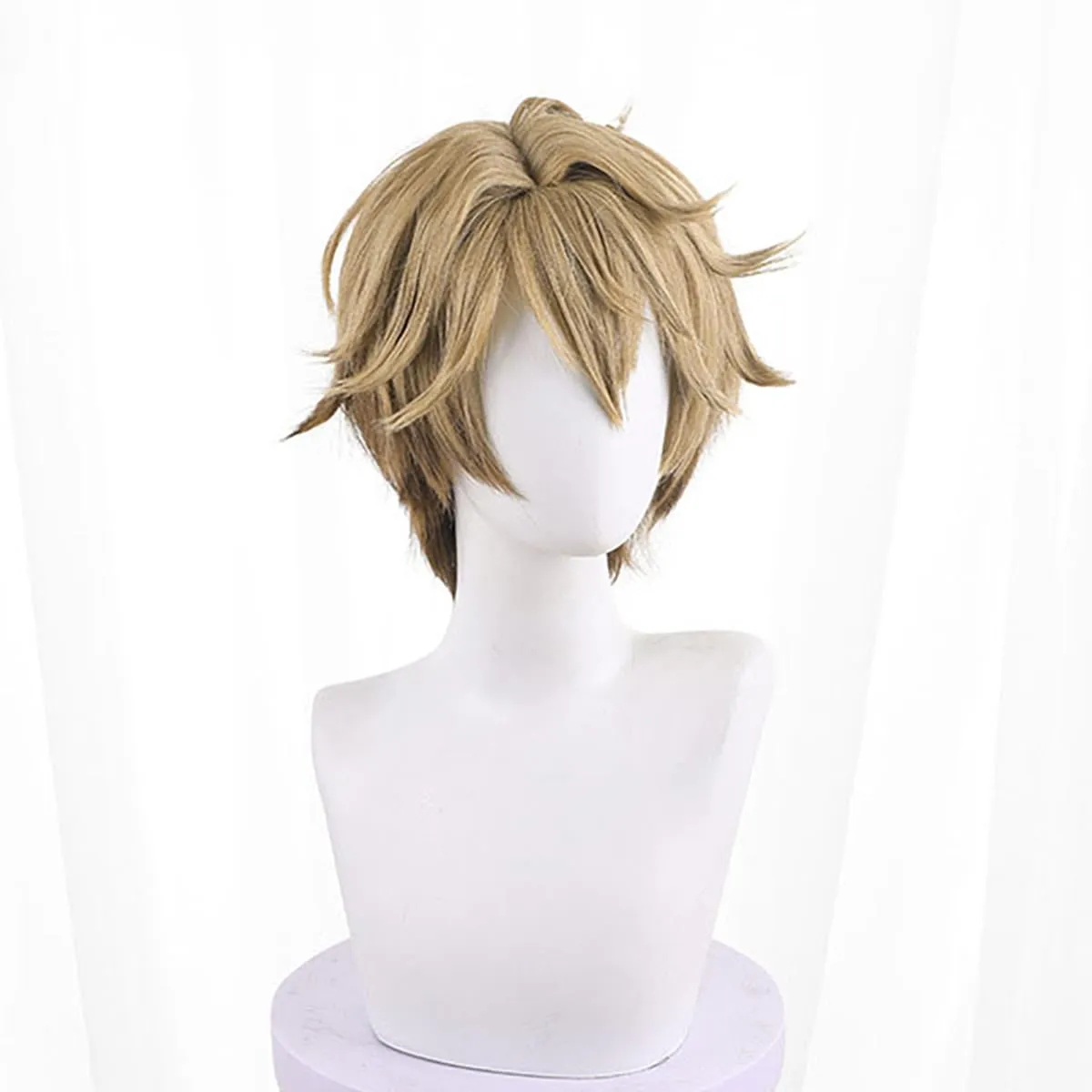 XiongXiongLe Short Wig Cosplay Anime Gepard Men Costume Curly Brown Hair Replacement Wig for Adult Cos Party Halloween Christmas Comic Con(Gepard)