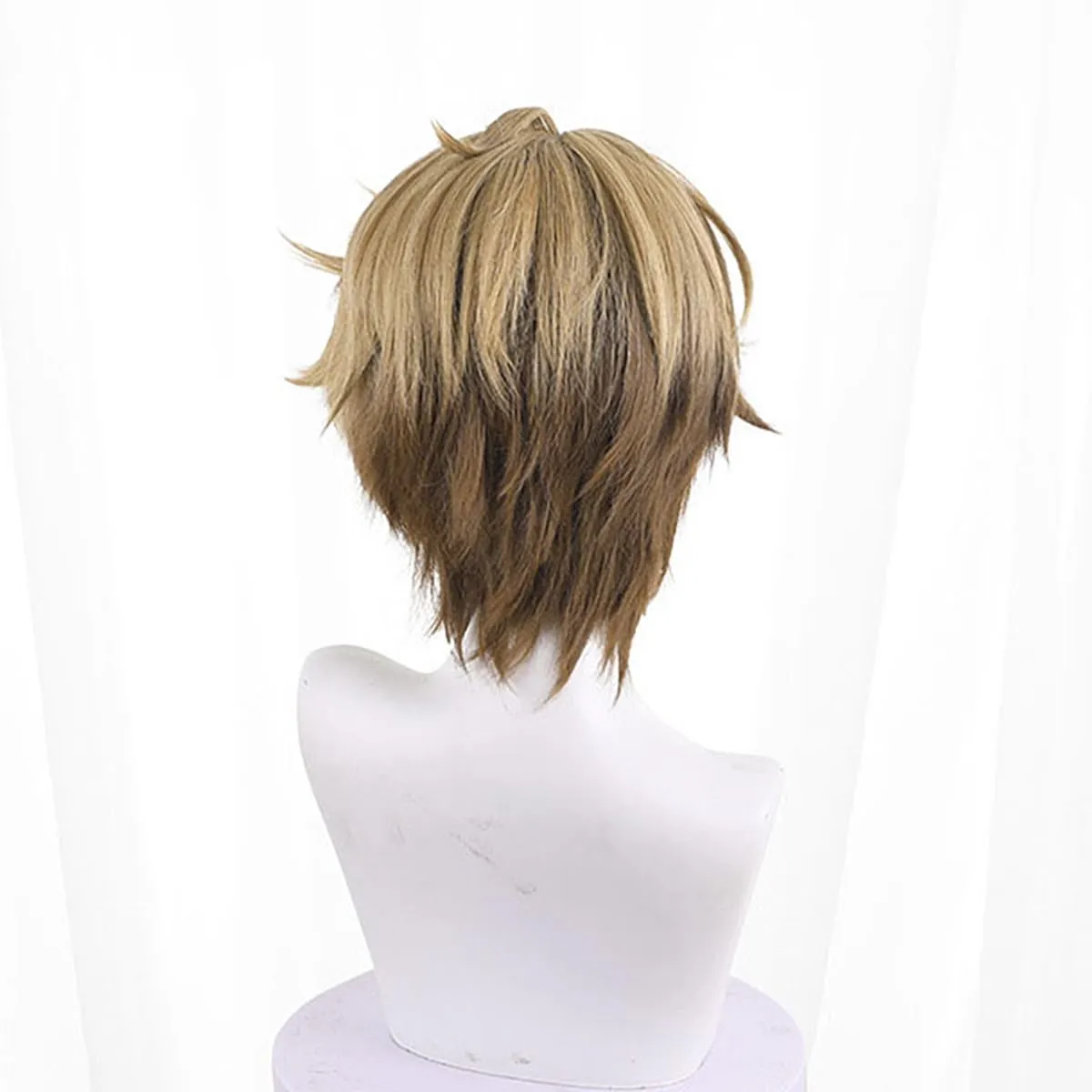 XiongXiongLe Short Wig Cosplay Anime Gepard Men Costume Curly Brown Hair Replacement Wig for Adult Cos Party Halloween Christmas Comic Con(Gepard)