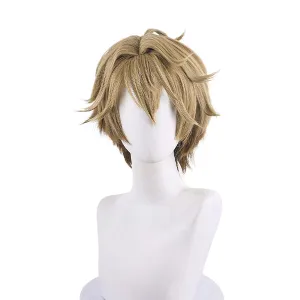XiongXiongLe Short Wig Cosplay Anime Gepard Men Costume Curly Brown Hair Replacement Wig for Adult Cos Party Halloween Christmas Comic Con(Gepard)