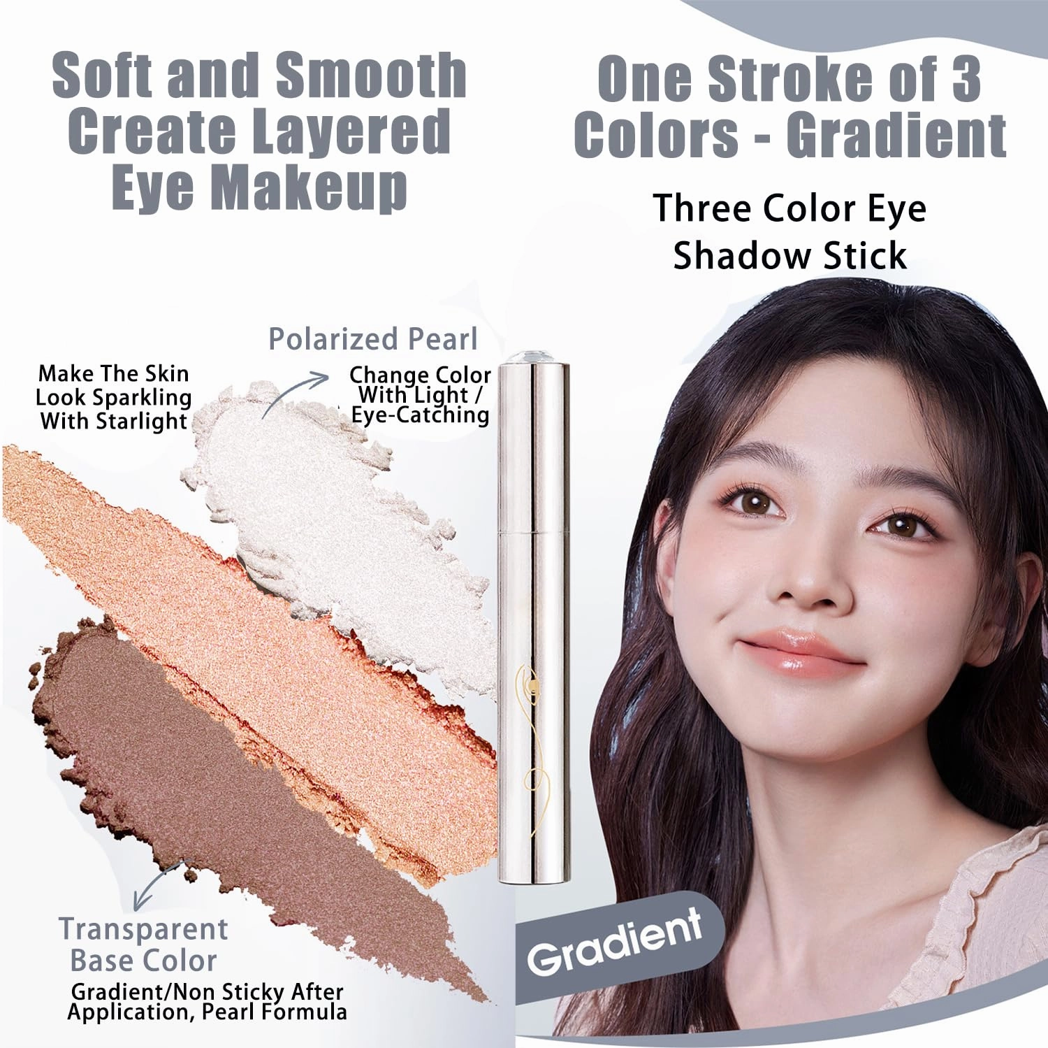 XIRUJNFD Roseionly Waterproof Gradient Shimmer Eye-Shadow Stick, Waterproof & Long-Lasting Eye Shadow Pencil, Three-Color Glitter Gradient Eyeshadow, Eyeshadow Shadow Pen Stick (03#*2)