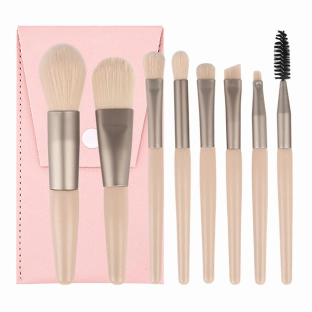 XMJKCHA 8 mini makeup pcs Convenient travel powder eye shadow brush Multi functional beauty tools(E,8pcs)