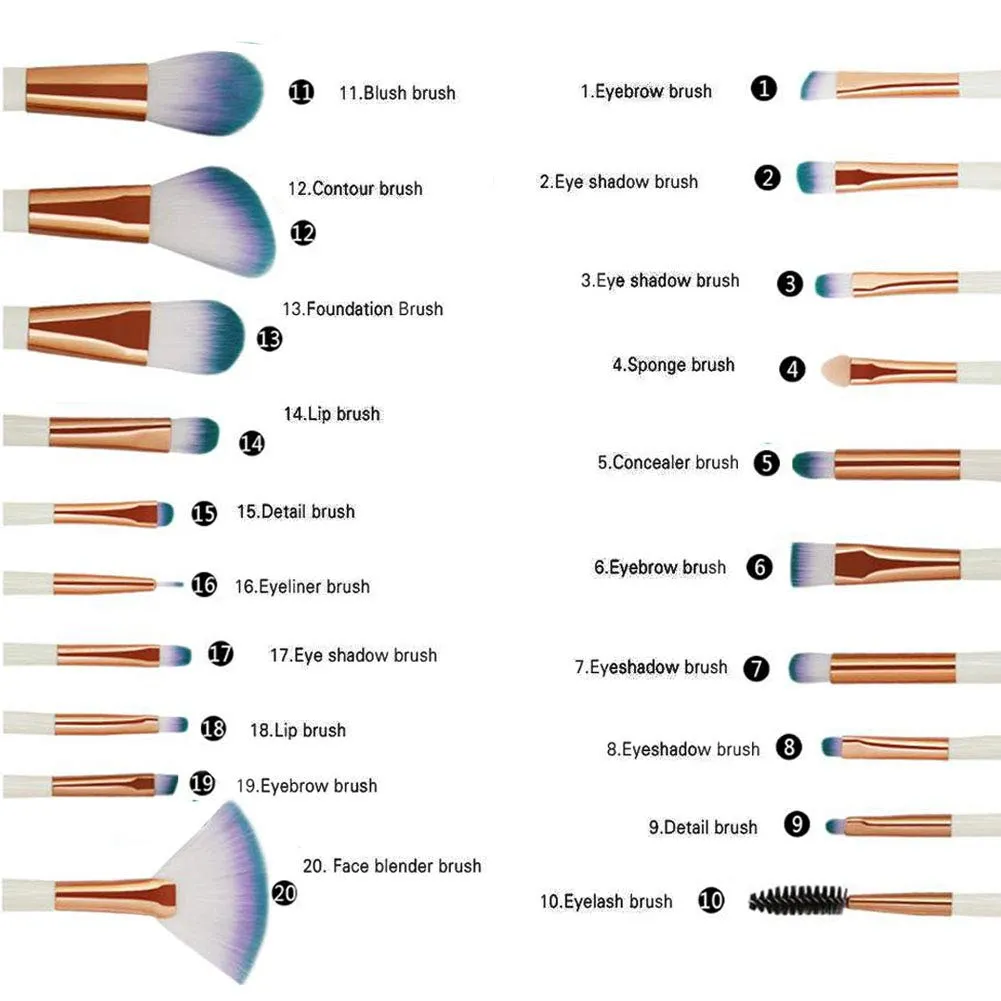 XZEN 20Pcs Makeup Brush Set Shell Shape Foundation Powder Blush Eyeshadow Cosmetics Beauty Tools Comprehensive Makeup Brush Set (brown champagne)
