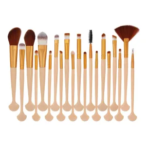 XZEN 20Pcs Makeup Brush Set Shell Shape Foundation Powder Blush Eyeshadow Cosmetics Beauty Tools Comprehensive Makeup Brush Set (khaki golden)