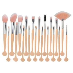 XZEN 20Pcs Makeup Brush Set Shell Shape Foundation Powder Blush Eyeshadow Cosmetics Beauty Tools Comprehensive Makeup Brush Set (khaki silver)