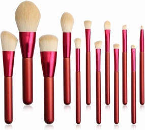 YQBUER 12pcs Soft Synthetic Fibers Hair Make Up Brushes Lip Eyelash Powder Blending Large Brush Essential Set Tool (Color : A, Size : 12pcs)